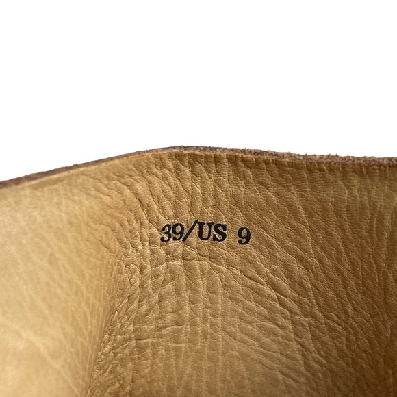 Rag & Bone Pala Wedge Sandals Womens 9 Leather Peep Toe Stacked Wood Heel Brown - Picture 11 of 11